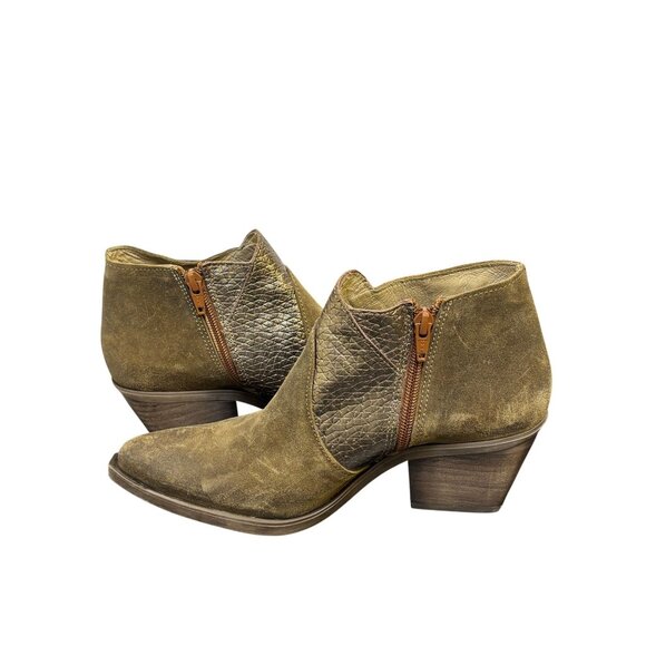Casta Ankle Booties Dirk Brandy Size 9 Distressed Suede & Leather - Picture 7 of 12